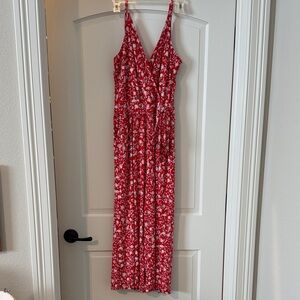 Kaileigh Red Floral Jumpsuit